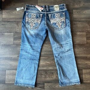 Rock Revival Men's Raelyn Straight Jeans Medium Blue Wash Size 44x32